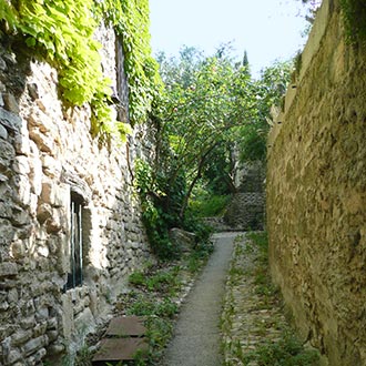 Provencal path between ancient walls